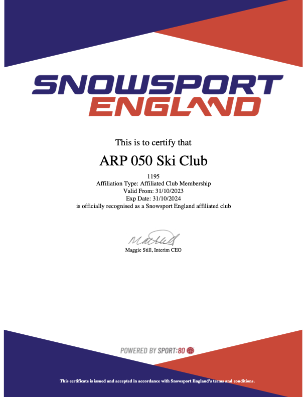 Snowsports England Certificate 